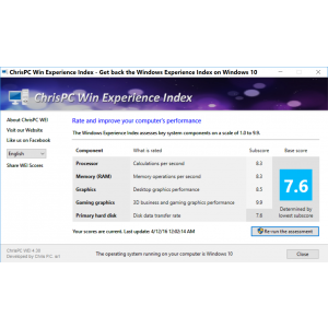 Windows Experience Index (Windows 10 - ChrisPC WEI)
