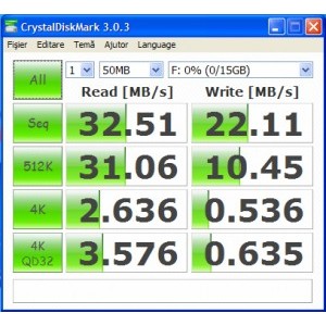 ADATA DashDrive UV128 16GB test de viteza transfer pe USB2.0