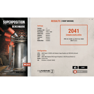 Scor vechi: 2041, Vega 8 (Ryzen 3 3200G), 2GB shared