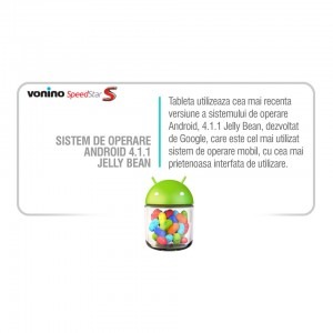 Vonino SpeedStar S, 7 inch IPS MultiTouch, Cortex A9 1.6GHz Dual-Core, 1GB RAM, 16GB flash, Wi-Fi, Bluetooth, Android 4.1.1, negru + cablu OTG + casti