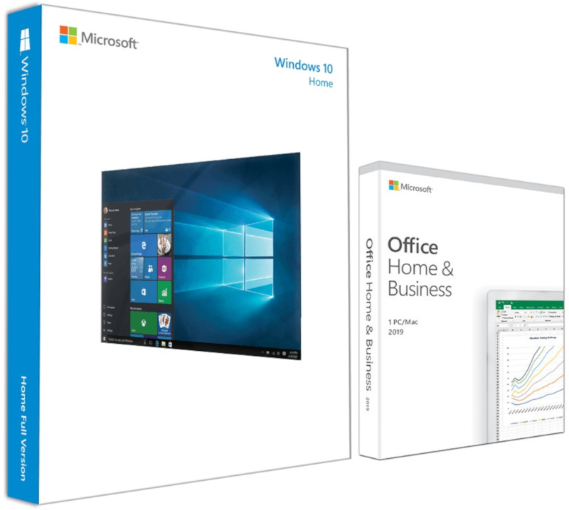 Sistem de operare Microsoft Pachet Special Licente Retail:  1x Windows 10 Home Engleza + 1x Office Home and Business 2019