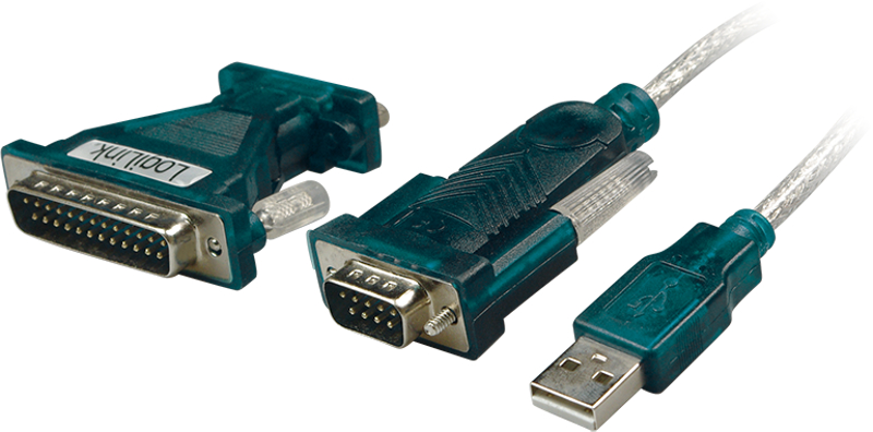Adaptor Logilink 1x USB 2.0 Male - 1x Serial Male + 1x Serial 25-pin Male, 1.8m