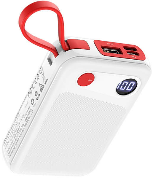 Baterie externa Borofone BT24, 10000 mAh, 1x USB, 1x USB-C, 2A, White