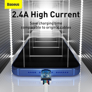 Baseus Simple Wisdom, USB Male la Lightning Male, 1.5 m, White, 2buc