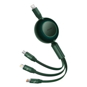 Cablu de date / adaptor Baseus Bright Mirror 2, USB-C Male la microUSB Male, Lightning Male, USB-C Male, 1.1 m, Green