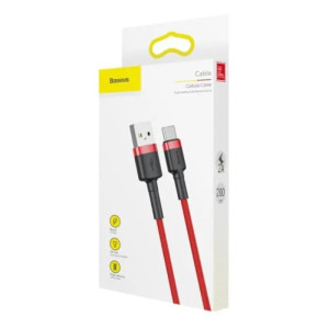 Baseus Cafule, USB Male la USB-C Male, 2 m, Red-Black