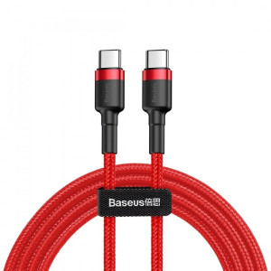 Cablu de date / adaptor Baseus Cafule, USB-C Male la USB-C Male, 1 m, 60W, Red-Black