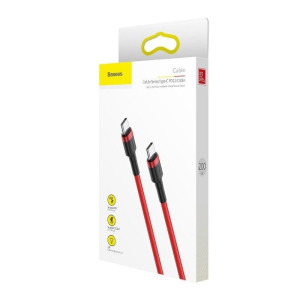 Baseus Cafule, USB-C Male la USB-C Male, 2 m, 60W, Red-Black