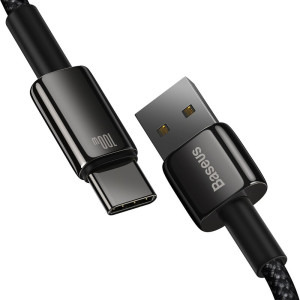 Baseus Tungsten Gold, USB Male la USB-C Male, 100W, 1 m, Black