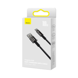 Baseus Tungsten Gold, USB Male la USB-C Male, 100W, 1 m, Black