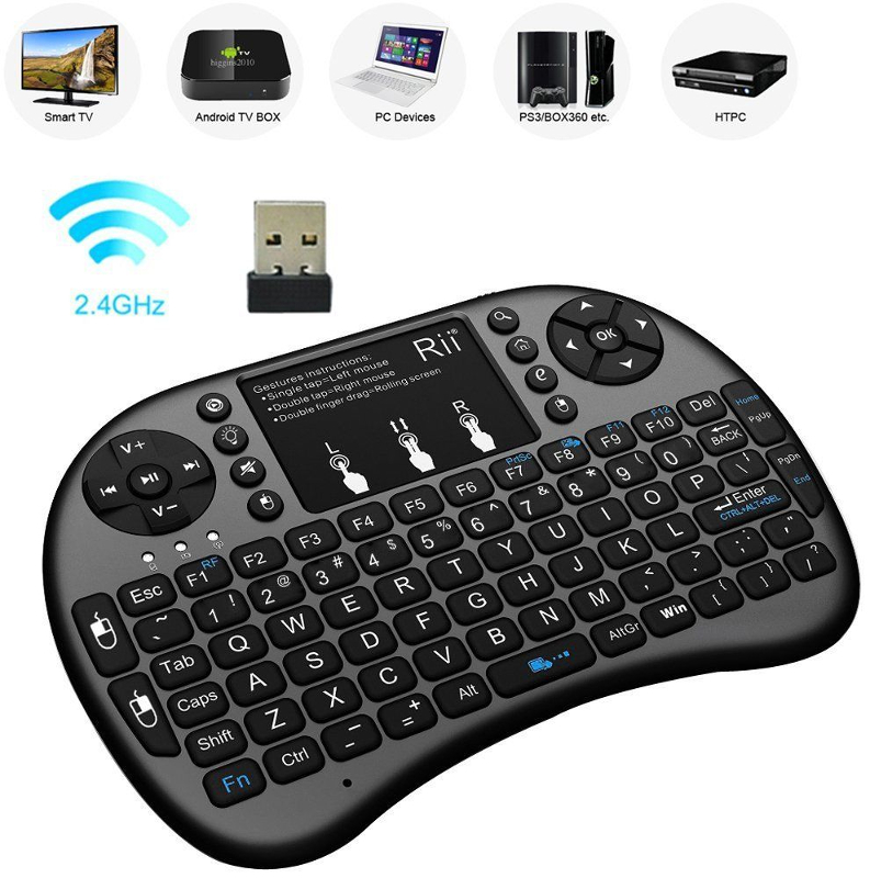 Tastatura SMART Rii I8+, Bluetooth, TouchPad, pentru Smart TV, Android, PC, Black