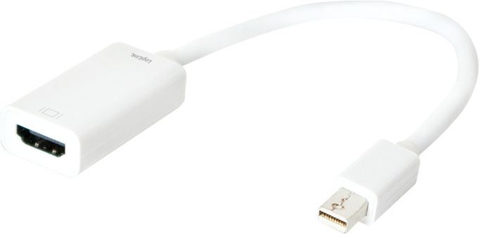 Adaptor Logilink 1x miniDisplayPort Male - 1x HDMI Female, activ, alb