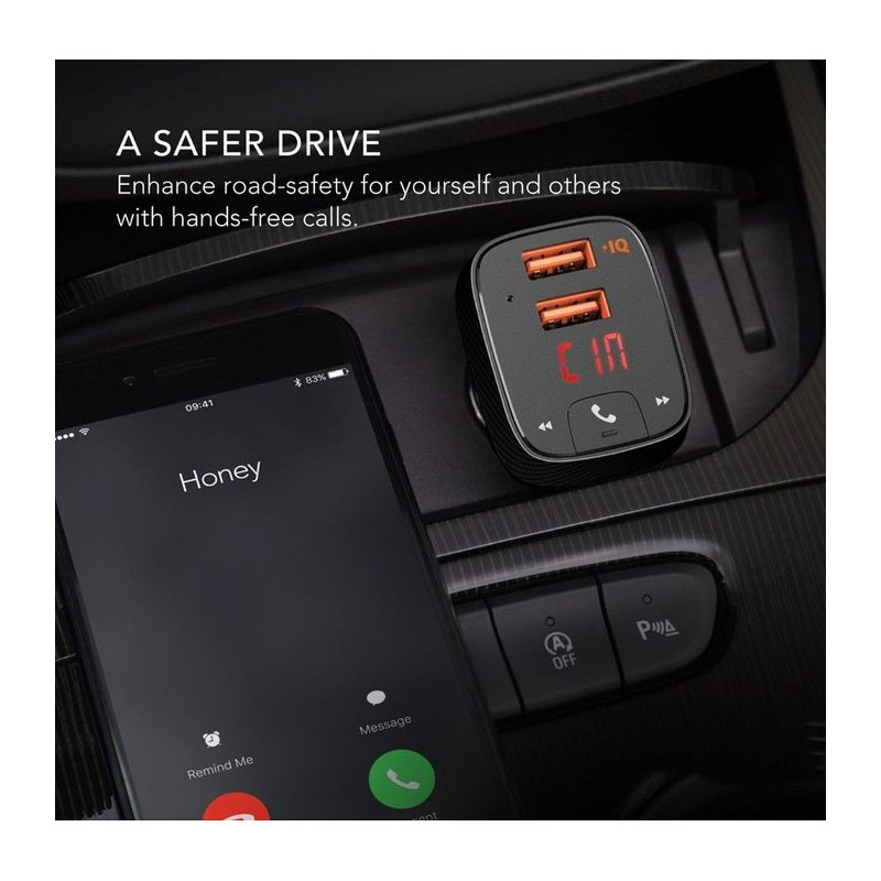 Anker ROAV F2 Smart Charge Bluetooth FM Transmitter – Wireless Audio Adapter For Car