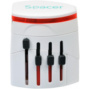 Spacer Universal, 2x USB, 10A, White