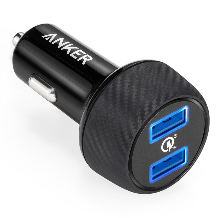 Incarcator auto GSM Anker PowerDrive Speed 2, 39W, 3A, 2x USB, Black, tehnologia Quick Charge 3.0
