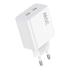 Incarcator retea Lamtech LAM113096, QC3.0, PD, 35W, 2x USB-C, White