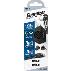 Energizer A20MUC, 1x USB-C, 20W, cablu USB-C (adaptor US, UK, EU)