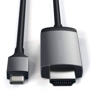 Satechi USB-C Male - HDMI v2.0 Male, 1.8m, gri-negru