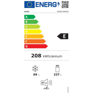 Arctic AD60310M40S, 306 L, Clasa E, Garden Fresh, Iluminare LED, 175 cm, Argintiu