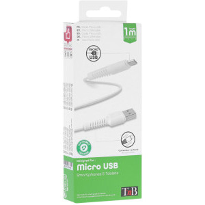 TnB USB Male la microUSB Male, 1 m, White