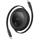 Cablu de date / adaptor Baseus Free2Pull Mini, USB-C Male la USB-C Male, 100 W, Retractabil, 1.5 m, Black