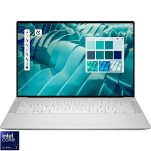 Laptop DELL 14.5 14 Premium DA14250, 3.2K OLED 48-120Hz Touch, Procesor Intel® Core™ Ultra 7 255H (24M Cache, up to 5.10 GHz), 32GB LPDDR5X, 1TB SSD, GeForce RTX 4050 6GB, Win 11 Pro, Platinum, 3Yr BOS