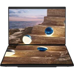 ASUS 14'' Zenbook DUO UX8407AA, 3K OLED 144Hz Touch, Procesor Intel® Core™ Ultra X9 388H (18M Cache, up to 5.10 GHz), 32GB LPDDR5X, 2TB SSD, Intel Arc B390, Win 11 Pro, Moher Gray