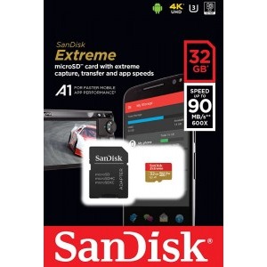 SanDisk Micro SDHC Extreme 32GB UHS-I U3 V30 Class 10 90 MB/s + Adaptor SD Mobile