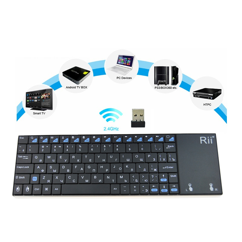 Tastatura SMART Rii i12, Wireless, TouchPad, pentru Smart TV, Android, PC