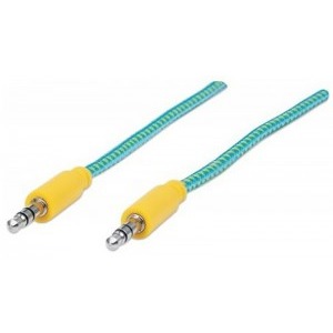 Manhattan Jack 3.5 mm Male - Jack 3.5 mm Male, 1.8m, albastru - galben
