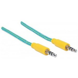 Manhattan Jack 3.5 mm Male - Jack 3.5 mm Male, 1m, albastru - galben