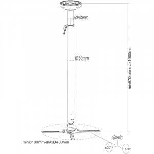 Multibrackets Suport de tavan HD 970 - 1500 mm alb
