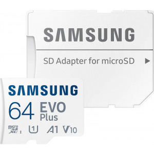 Samsung Micro SDXC EVO Plus UHS-I U1 Clasa 10 64GB + Adaptor, 160MB/s