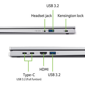 Acer 15.6'' Aspire Go 15 AG15-71P, FHD IPS, Procesor Intel® Core™ i5-13420H (12M Cache, up to 4.60 GHz), 16GB DDR5, 512GB SSD, Intel UHD, No OS, Pure Silver