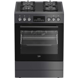 Aragaz Beko FBM62330GADSN, Mixt, 4 arzatoare, Sistem de siguranta, Aprindere integrata, SteamShine Cleaning, 3D Cooking, Grill, Clasa A, 60 cm, Antracit
