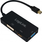 Adaptor Logilink 1x Mini DisplayPort Male - 1x HDMI Female + 1x DVI Female + 1x VGA Female, negru