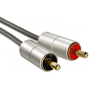 Hama Jack 3.5 mm Male - 2x RCA Male, 1m, negru-argintiu