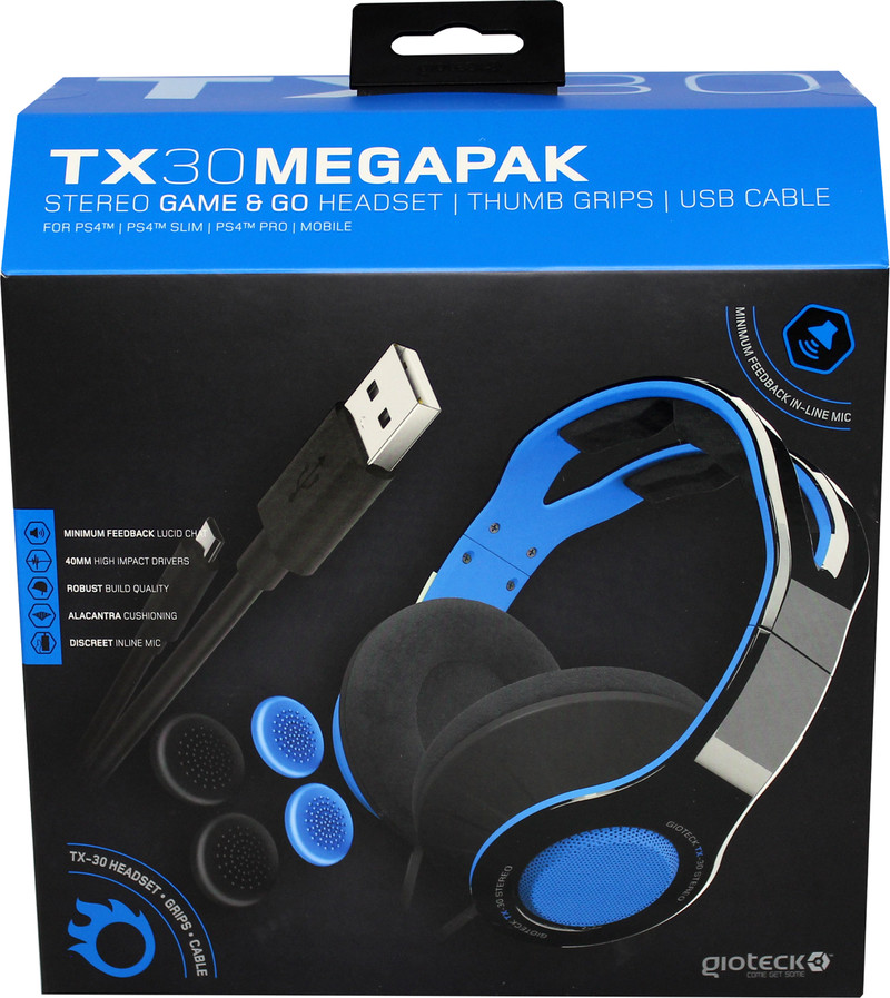 Accesoriu gaming Gioteck TX30 Megapack pentru PS4 (Casti + Thumbs Grips + Cablu USB)