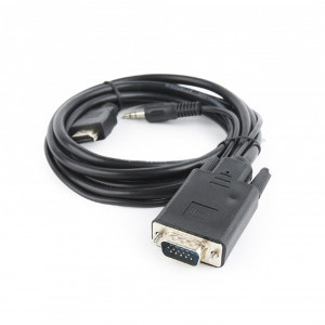 Gembird HDMI Male - VGA Male + Jack 3.5mm Male, 3m, negru