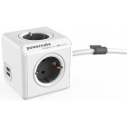 Priza/prelungitor Allocacoc PowerCube Extended 3m, 2x USB, 4x Schuko, Grey