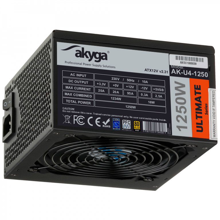 Sursa AKYGA Ultimate, 80+ Gold, 1250W
