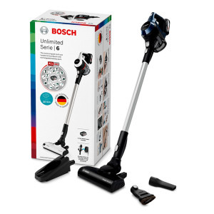Bosch vertical cu acumulator BCS611P4A Serie 6, 18V, autonomie 30 min, 0.3 L, 85dB, Albastru