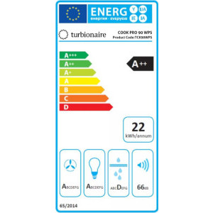 Turbionaire integrata TCK90WPS, Putere de absorbtie 800 m3/h, Clasa A++, Iluminare LED, Filtre Baffle, Colector de grasimi, 90 cm, Inox