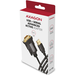 AXAGON USB 2.0 tip A Male - Serial Male, 1.5m, negru