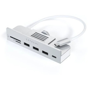 Satechi USB-C Clamp Hub pentru iMac 24 inch (2021), 3x USB 3.0, 1x USB-C, 5Gb/s, Silver