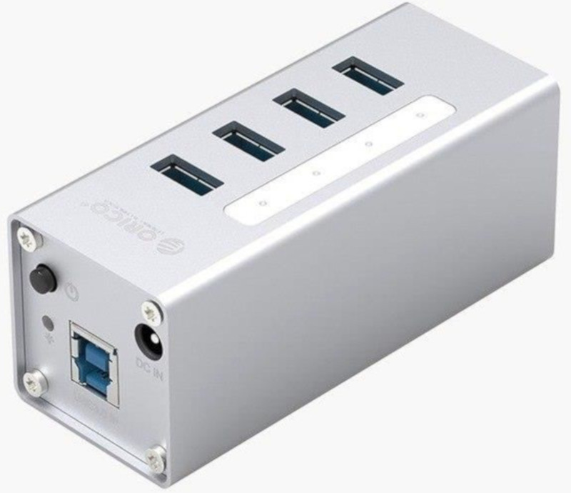 Hub USB Orico A3H4 V2, 4 porturi, USB 3.0, argintiu