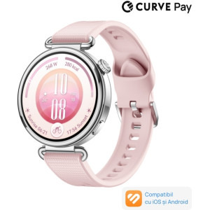 Huawei Watch GT 7, 41mm Steel Stainless Steel case cu Pink Fluoroelastomer Strap