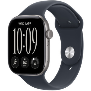 Apple Watch Series 12, GPS, 42mm Carcasa Aluminium Space Grey, Navy Blue Sport Band - S/M