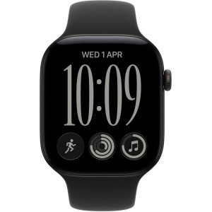 Apple Watch Series 12, GPS, 46mm Carcasa Aluminium Black, Black Sport Band - M/L
