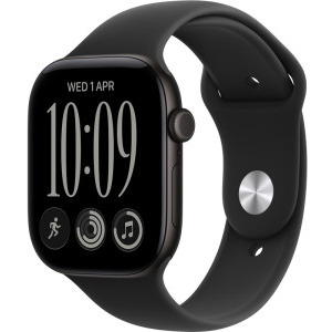 Apple Watch Series 12, GPS, 46mm Carcasa Aluminium Black, Black Sport Band - M/L